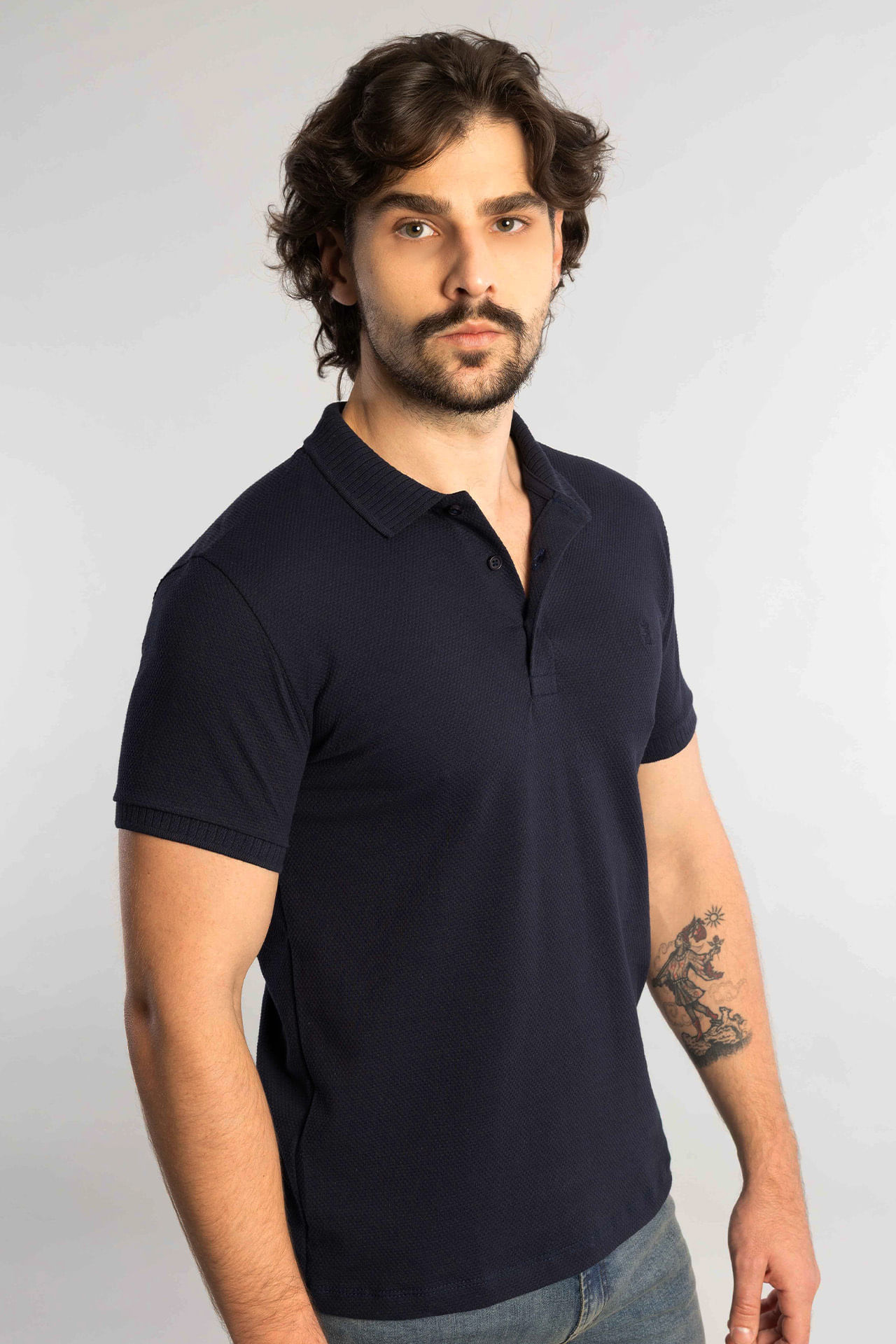 Camisa Polo Texture - Marinho